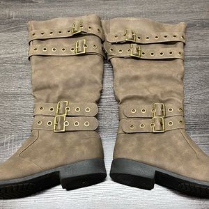 Weeboo Brown Buckle-Accent Cool Boot Women's Boots Knee High - Size 11